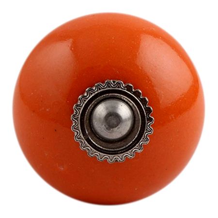 Orange Round Silver Fitting Ceramic Knob